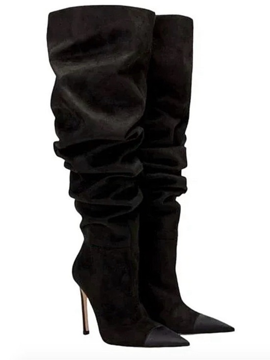 Good American Shoes - Good American Black Suede
Slouchy Over The Knee Boots 7.5
Thigh High Heeled